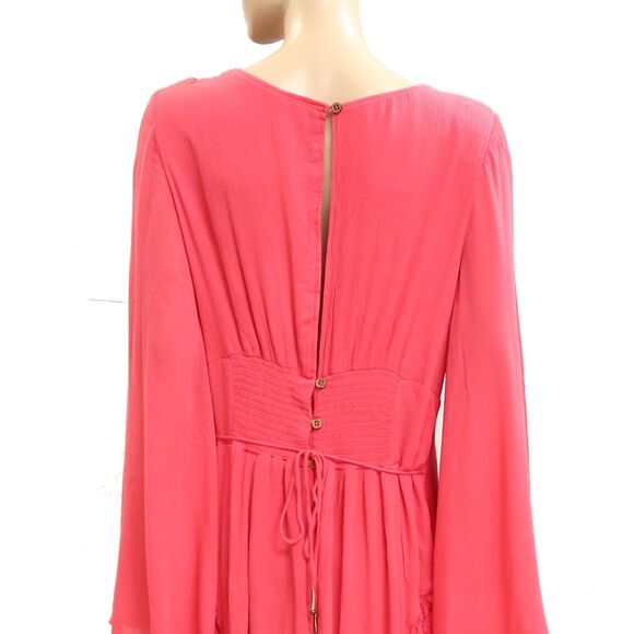 Free People Free-est Hazel Maxi Dress Floral Embroidered Lace Smocked L 283153 - Picture 7 of 8